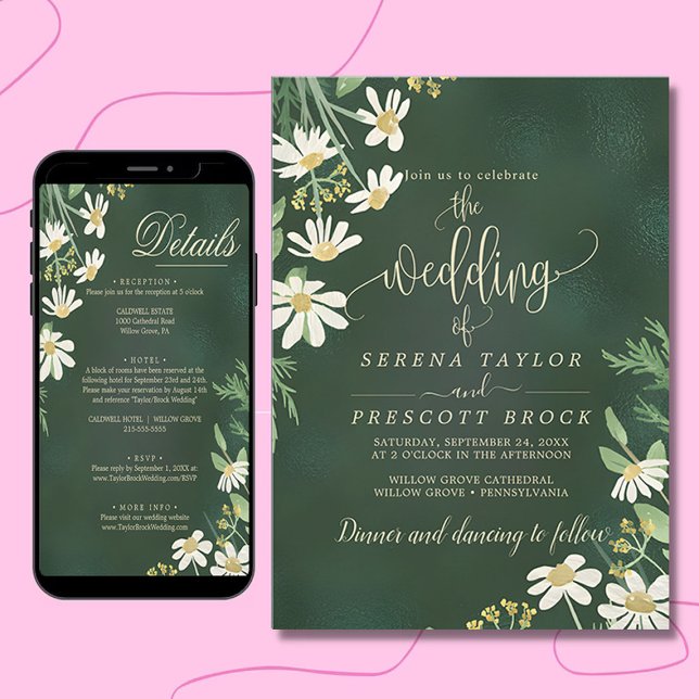 Téléchargeable Sage Green Floral Faire-part de mar (wedding invitation)
