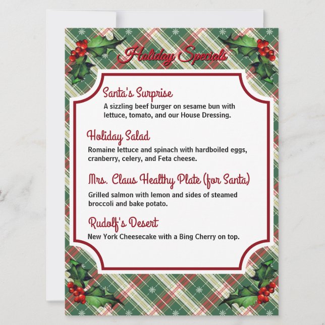 Téléchargement Plaid Holiday Specials Menu (Devant)