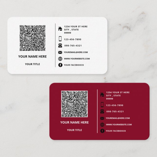 Téléchargez vos cartes de visite QR Code Ajouter d (Devant / Derrière)