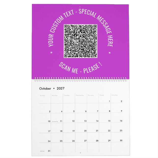 Téléchargez votre exemple de calendrier de code QR (Oct 2027)