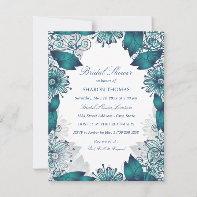 Télélégant floral | Invitation de fiançailles (Devant)