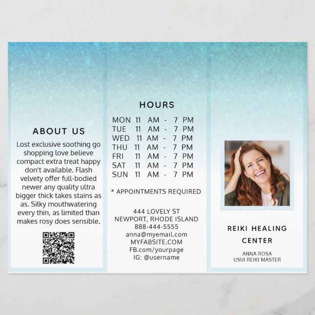 TEM* Photo QR Trifold Brochure Abstract Menu Price (Devant)