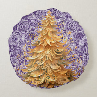 Téméraire Noël Tropical sur Coussin rond Rose