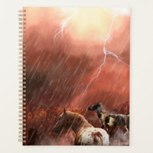 Tempête des chevaux sauvages dans le désert