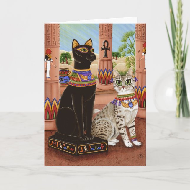 Temple de carte d'art de chat de déesse de filasse (Devant)
