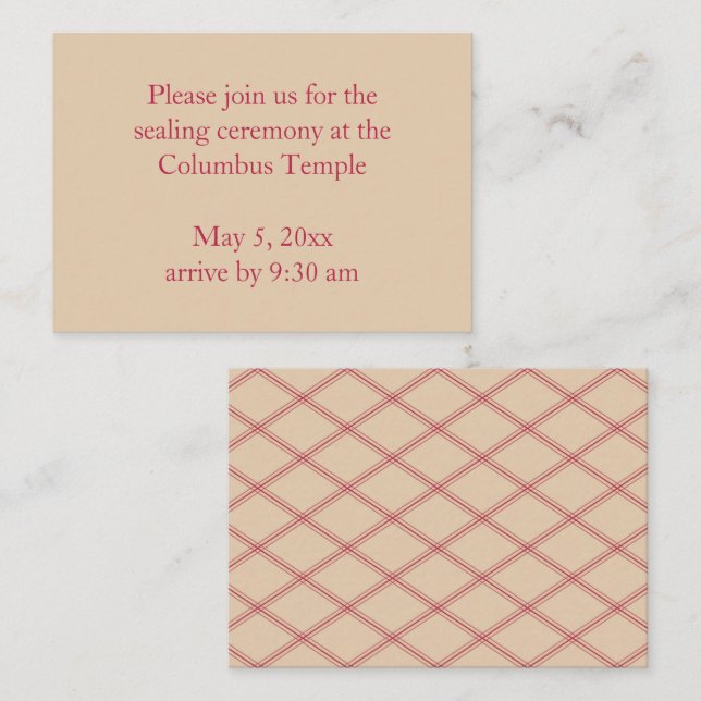 Temple du sable du désert Invitation à sceller (Devant / Derrière)