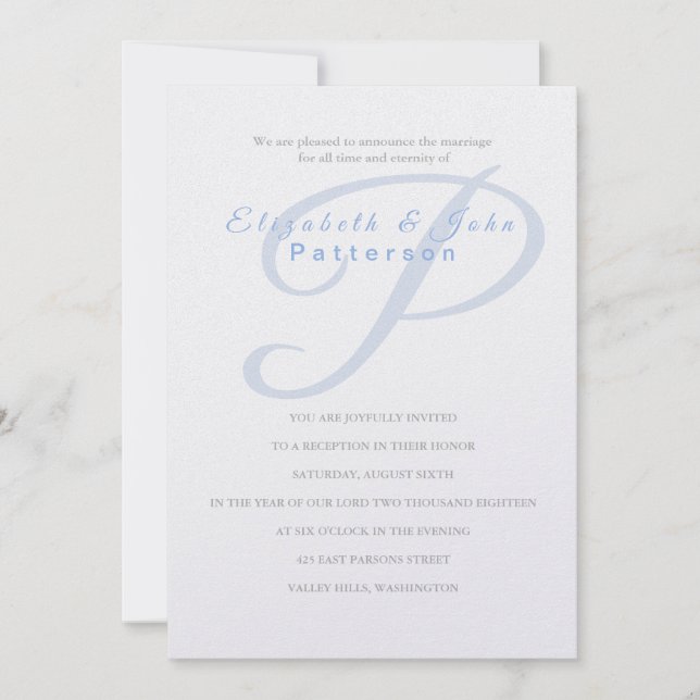 Temple Faire-part de mariage-Dernier initial (Devant)