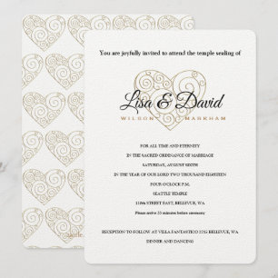 Temple Gold Heart Mariage et Invitation de récepti