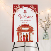 Temple rouge fleuri chinois mariage accueil