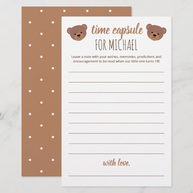 Temps Capsule pour Baby shower et anniversaire (Devant / Derrière)
