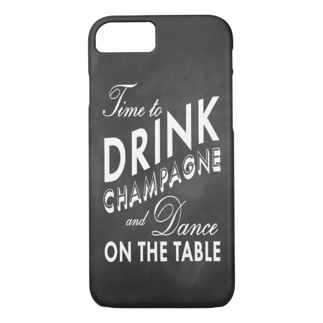Temps de boire Champagne Chalkboard iPhone 7 Coque (Dos)