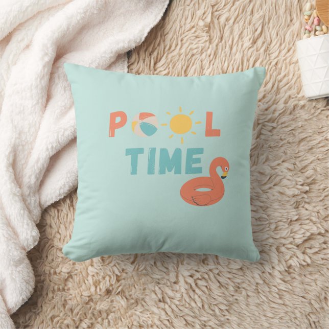 temps de la piscine. Coussin décoratif (Couverture)