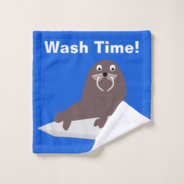 Temps de lavage mignon Walrus personnalisé (Gant de toilette)