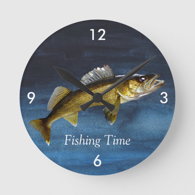"Temps De Pêche" Avec Horloge Ronde De Walleye Pik (Recto)