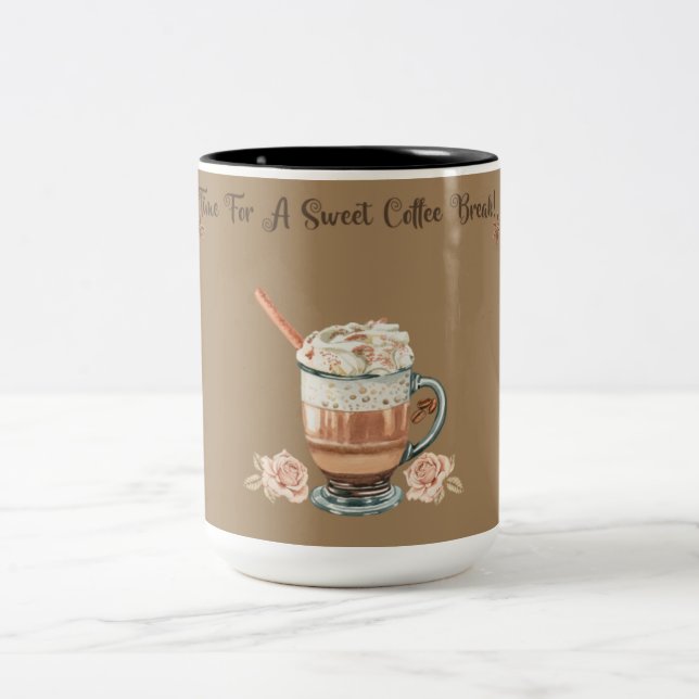 TEMPS POUR UNE PAUSE CAFÉ SUCRÉE MUG À CAFÉ BI-TON (Centre)