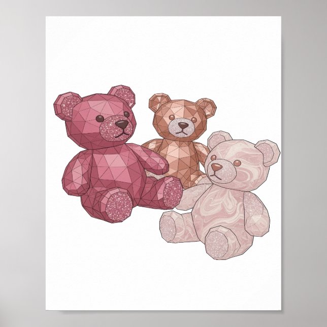 Tendance Argent TROIS OURS EN PELUCHE Impression (Devant)