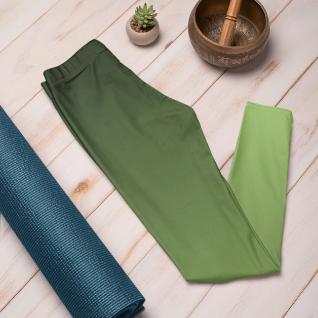 Tendance Automne Couleur Kiwi Green Ombre Leggings (Mockup 1)