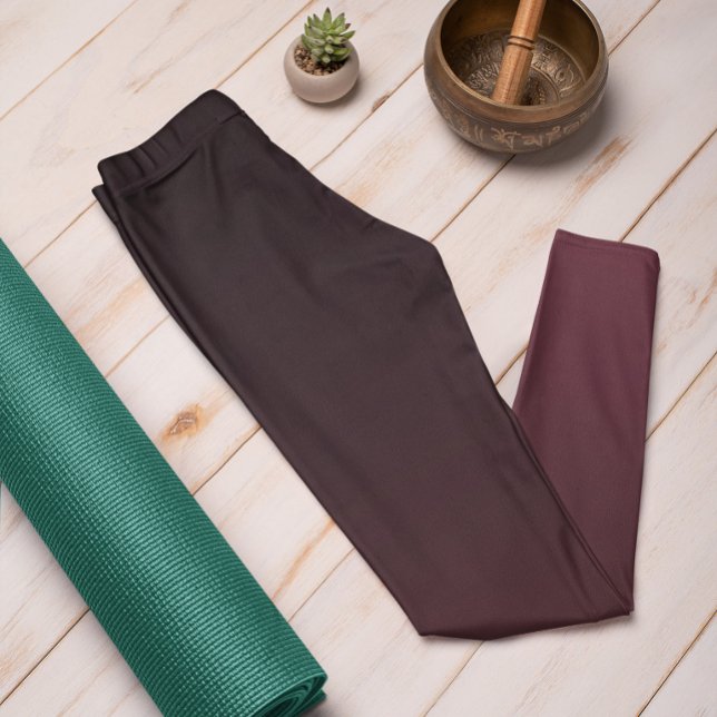 Tendance Automne Couleur Rouge Vin Ombre Leggings (Mockup 1 Dark Red Wine)