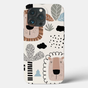 Tendance Beige Black Lion Jungle Tough Coque iPhon