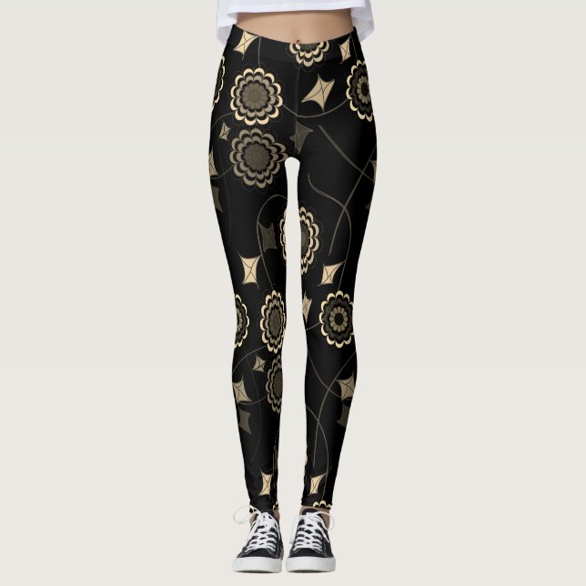 Tendance beige Fleur Fleur Ivy Black Leggings (Devant)