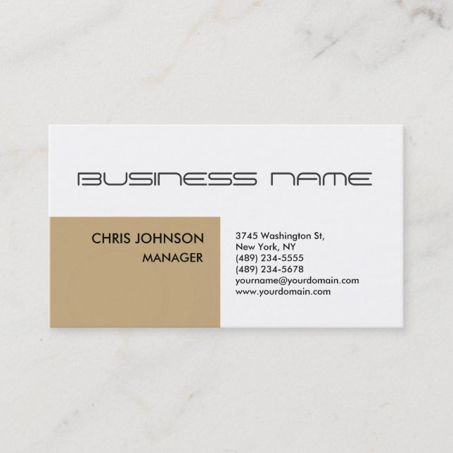 Tendance Beige Gris Blanc Standard Carte de visite (Devant)