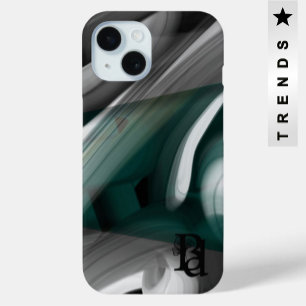 Tendance coque iphone Art Abstrait Noir Blanc Vert