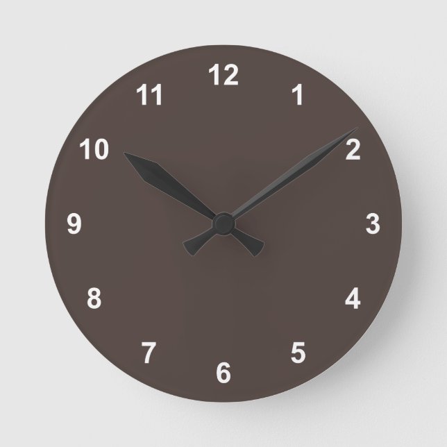 Tendance Couleur Café Brown Horloge ronde avec chi (Recto)