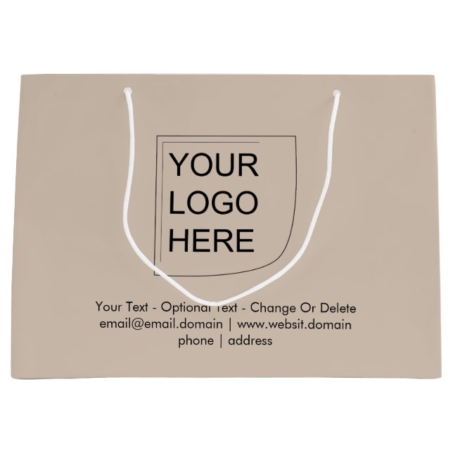 Tendance Couleur - Sac Cadeau à Grand Logo Taupe D (Devant)