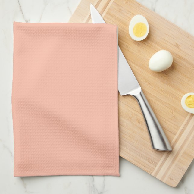 Tendance Couleur Serviette de Cuisine en Pêche Dou (Quart Plié)