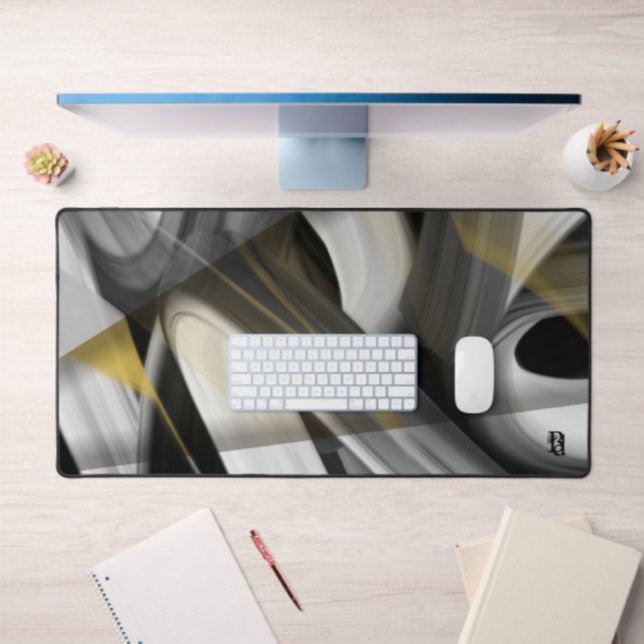Tendance de Mat de bureau Art Abstrait Noir Blanc  (Créateur téléchargé)