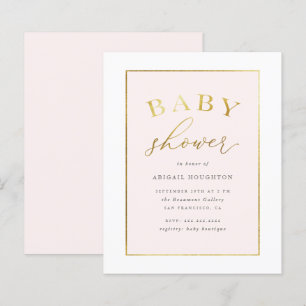Tendance Déco Rose Pâle Or Typographie Baby Shower