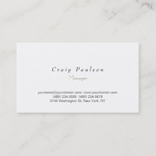 Tendance Design Blanc Plat Simple Carte de visite