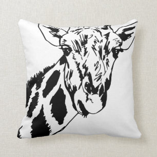 Tendance Girafe Noire Blanc Décoratif Oreiller