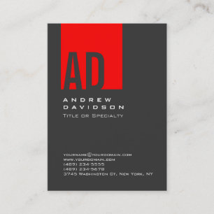 Tendance gris rouge Carte de visite blanc