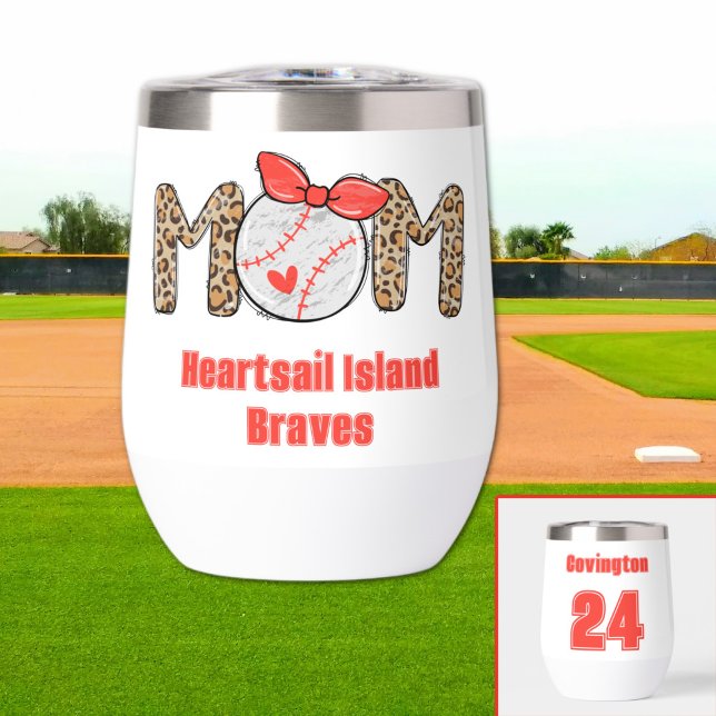 Tendance Main dessinée Baseball Maman Personnalisé (Trendy Baseball Mom Personalized Thermal Wine Tumbler)