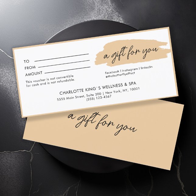 tendance, moderne, écriture manuscrite, affaires b (Trendy, modern, handwriting, beige business gift certificate.)