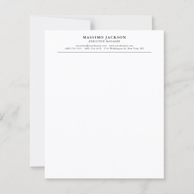 Tendance Moderne Simple Noir & Blanc Professionnel (Devant)
