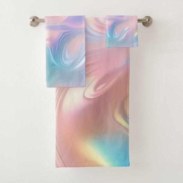 Tendance pastel rose bleu jaune abstrait vagues (En situation)