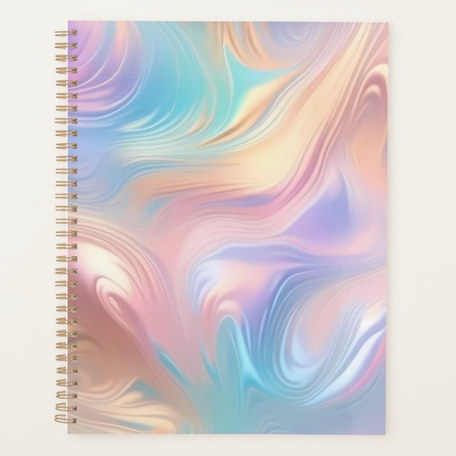 Tendance pastel rose bleu jaune abstrait vagues (Devant)