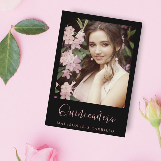 Tendance Quinceañera Typographie Espagnol Or Rose (Créateur téléchargé)