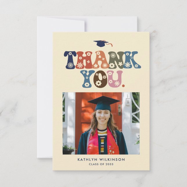 Tendance Retro Bold Typographie Carte de remerciem (Devant)