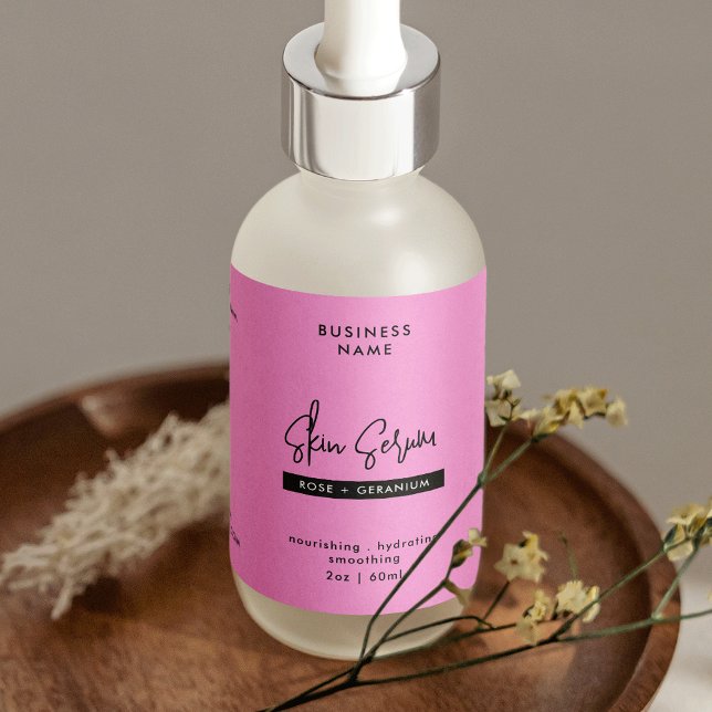 Tendance rose Fille 2 OZ Étiquette enveloppement d (Trendy Girly Pink Dropper Bottle Wraparound Label Design)