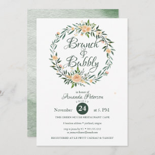 Tendance verdure Wreath Brunch & Bubbly Invitation
