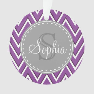 Tendance violet Chevron Motif gris Monogramme