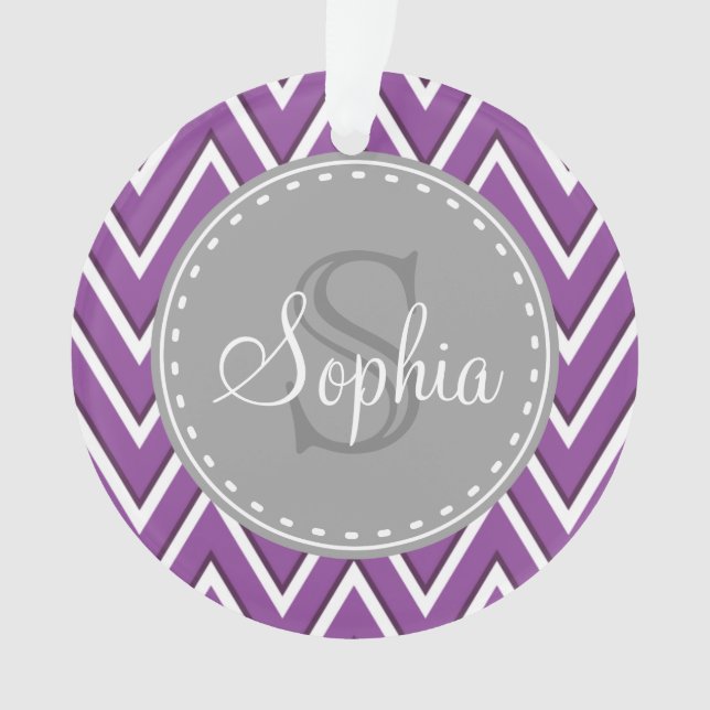 Tendance violet Chevron Motif gris Monogramme (devant)