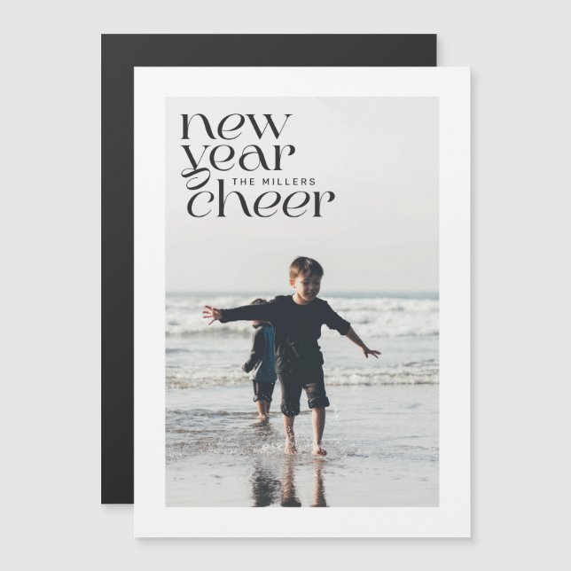 Tendances modernes Nouvel An Carte Magnétique Phot (Devant / Derrière)