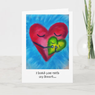 Tenez avec la carte de voeux du coeur