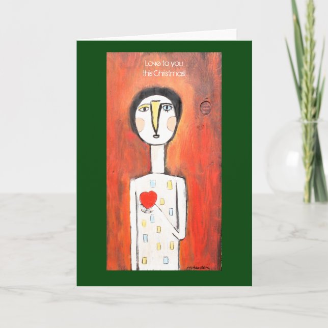 Tenez votre coeur haute carte de Noël (Devant)