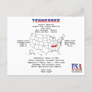 Tennessee États américains sur une carte et des in