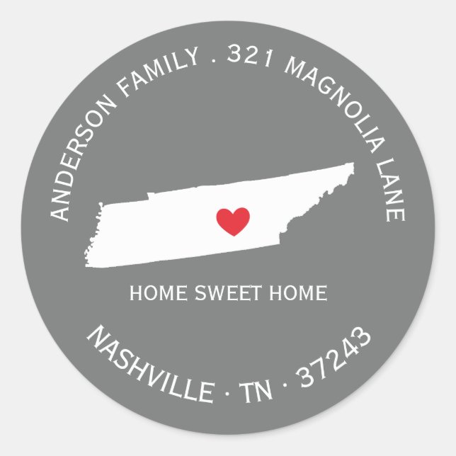 TENNESSEE | Nouveau Sticker Étiquette de adresse H (Devant)